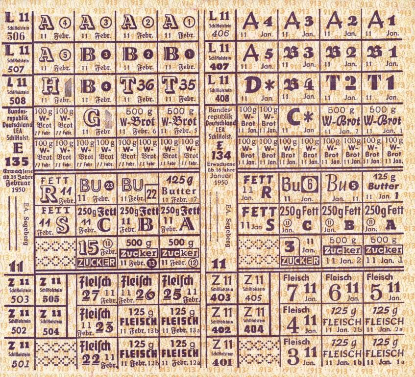 Lebensmittelkarte 1950